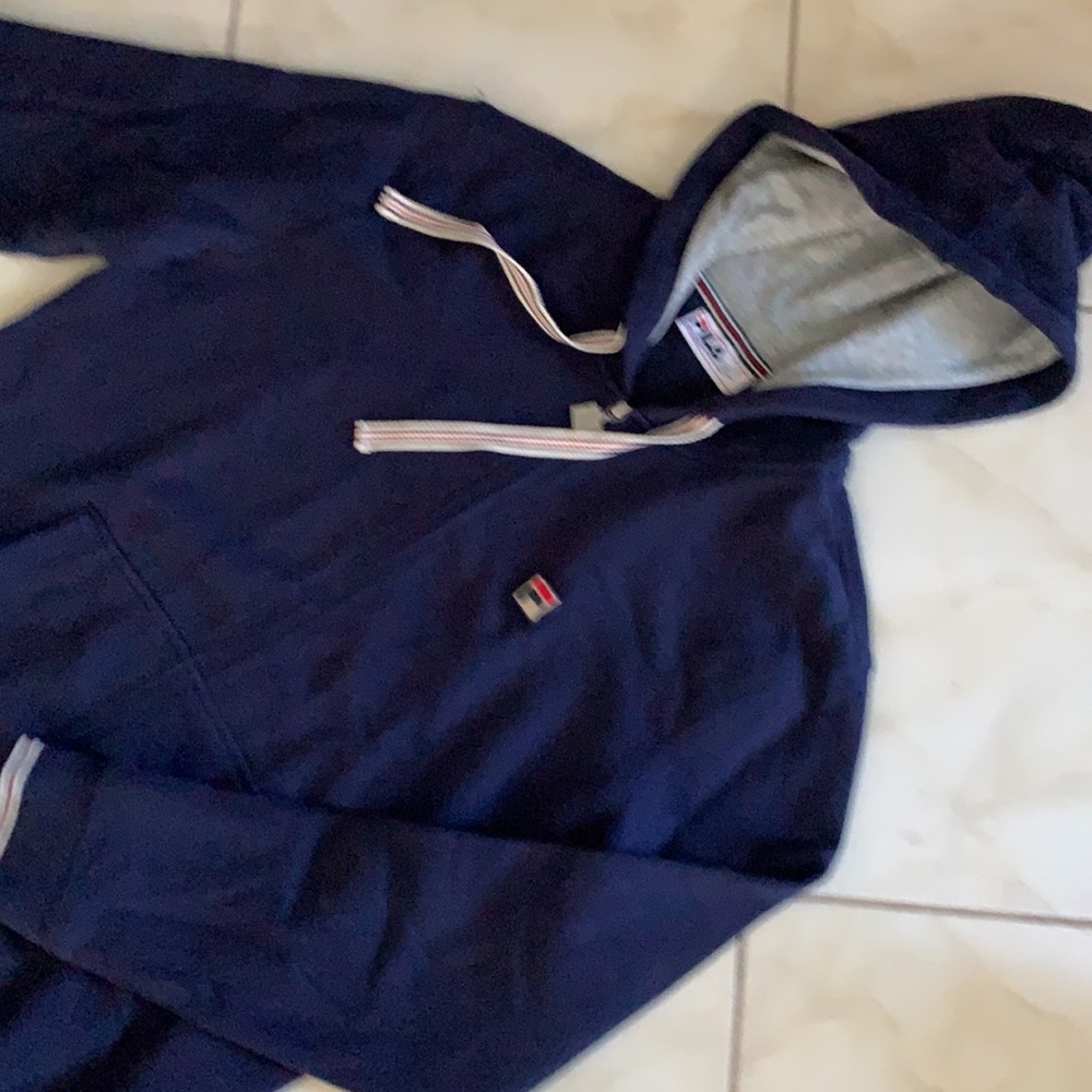 Fila Men’s Heritage Zip/Up Hoodie-Navy-Grey-Medium